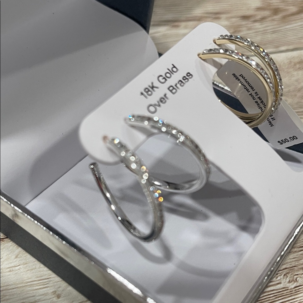 AND NOW THIS Gold and Silver‎ Hoop Earrings - Picture 3 of 5